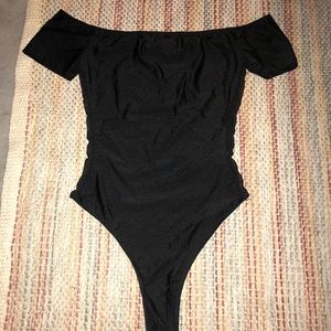 Black off the shoulder bodysuit